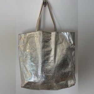 Kate Spade Silver leather snake embossed Tote
